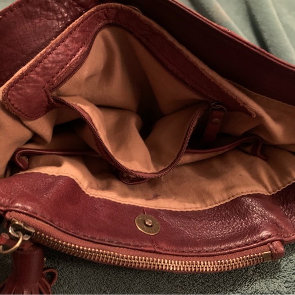 Lucky Brand MAROON/BURGUNDY leather Purse with fringe. A favorite of mine. - Picture 6 of 11